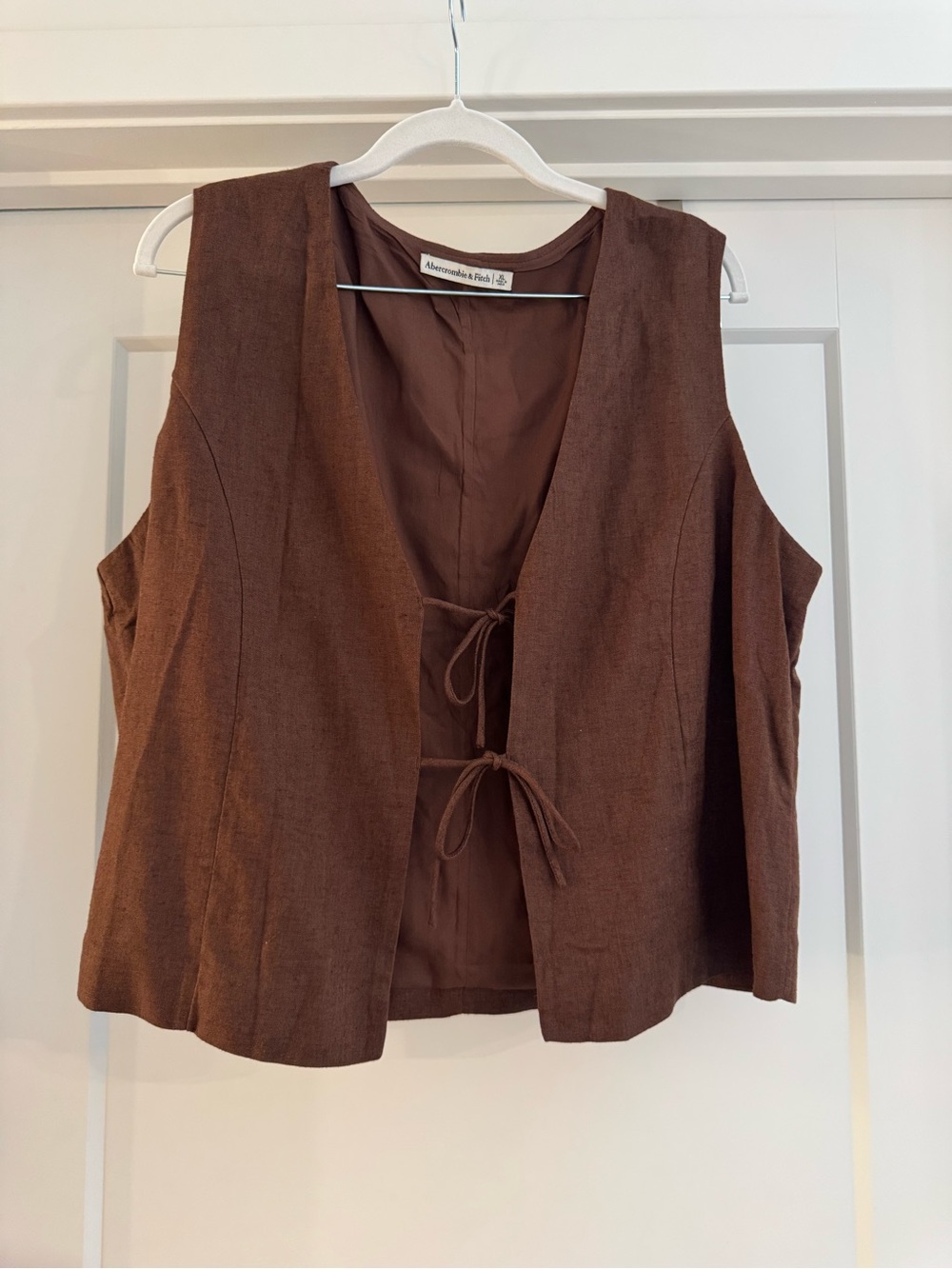 Abercrombie & Fitch Brown Tie-Front Linen-Blend Vest